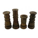 4pc Lot Vintage Brass Garden Hose Nozzles 7'