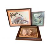 Group Lot of 3 Framed Prints 18'x24'
