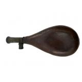 Antique Gunpowder Flask Brass & Leather