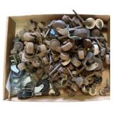 Box Lot of Antique Wood & Cast Iron Wheels