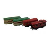 4pc Marx Tin Litho Metal Train Cars Lot