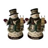 2 Thomas Kinkade Snowmen - 7.5' Tall