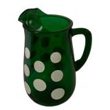 Anchor Hocking Forest Green Glass Pitcher w/ dots