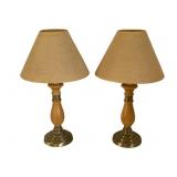 2 Wood/Metal Lamps - 18 Inches Tall