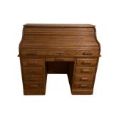 Classic Oak Roll-Top Desk w/curved shutter