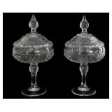 2 Glass Candy Dishes w/ Lid - 12.5' Tall