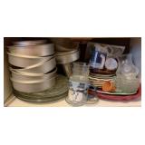Cabinet Lot of Assorted Glass & Baking Items