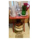 Lot of Assorted Glass Items w/ Wood Tray