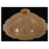 Pink Glass Cheese Dish - 6.5' Round