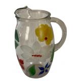 Vintage Bartlett-Collins handpainted Glass Pitcher