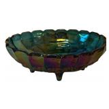 Carnival Glass Footed Bowl - 12 x 9 x 4