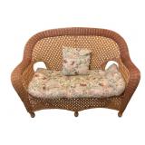 Wicker Settee w/ cushion - 36 x 52 x 29