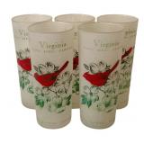 5 Virginia State Bird Frosted Glasses - 6.5' tall