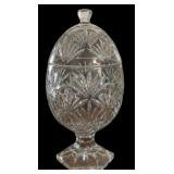 Glass Candy Dish w/ Lid - 9.5' Tall