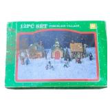 12 Pc Porcelain Village Set in Box