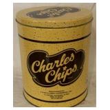 Vintage Charles Chips Metal Tin - 8 x 10