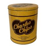Vintage Charles Chips Metal Tin - 10 x 8.5