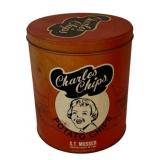 Vintage Red Charles Chips Metal Tin - 10 x 8