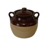 Stoneware Bean Pot w/ lid - 9 x 8