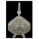 Glass Candy Dish w/ Lid - 11' Tall