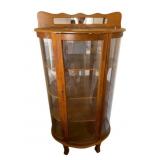 Oak Curved Glass Curio Cabinet - 31 x 15 x 60