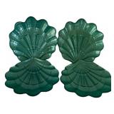 4 Blue Glass Plates - 8.5 Inches Round