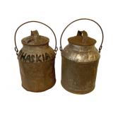 2 Vintage Metal Milk Cans - 18 x 8