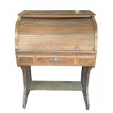 Vintage Roll Top Wooden Desk - 42 x 31.5 x 21
