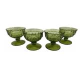 4 Olive Green White Hall Sherbets - 3.25' Tall
