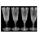 4 Waterford Crystal Lismore Champagne Flutes