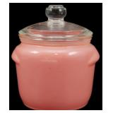 Vintage Pink Glass Jar w/ Lid 4.5'x3.5'