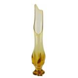 Mid Century Viking Amber Swung Glass Vase 19'