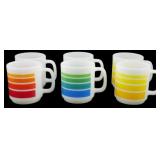 Set of 6 Vtg Glasbake Striped Mugs 3.5'