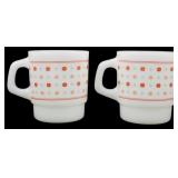 Pr Milk Glass Dot and Star Mugs 3.5'