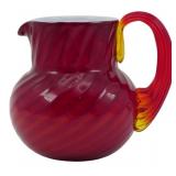 Vintage Amberina Cased Art Glass Pitcher 3'