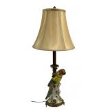 Hand Painted Italian Porcelain Parrot Lamp - 28'