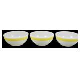 Set of 3 Termocrisa Yellow Stripe Bowls 2'x5'