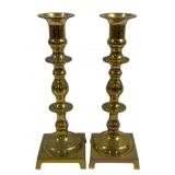 Pair Brass Candleholders - 9.5' Tall