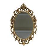 Vtg Gold Rococo Style Oval Wall Mirror 36x23