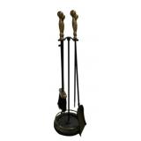 Brass & Black Iron Fireplace Tool Set 32'