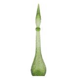 Vintage Empoli Green Glass Genie Bottle 22'