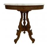 Victorian Oval Marble Top Table 30'x28'x22'