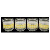 Set of 4 Libbey Yellow Gingham Glasses 3.5'