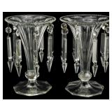 Pair Crystal Glass Mantle Lusters 8"