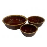 3 Hull Pottery Mixing Bowl Set - 10.5' Round