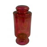 Red Glass Jar w/ Lid - 7' Tall