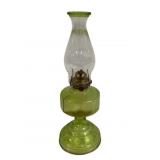 Green Depression Glass Oil Lamp - 18' Tall