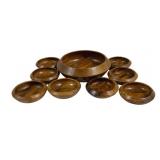 9 Pc Wood Salad Bowl Set - 6"-12" Round