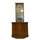 Fruitwood Console Cabinet w/ Arched Mirror