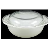 Vtg Pyrex White Bowl w/ Lid 3.5'x8'x6'